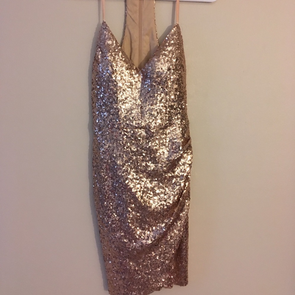 Rose Gold Sequin Cocktail Dress